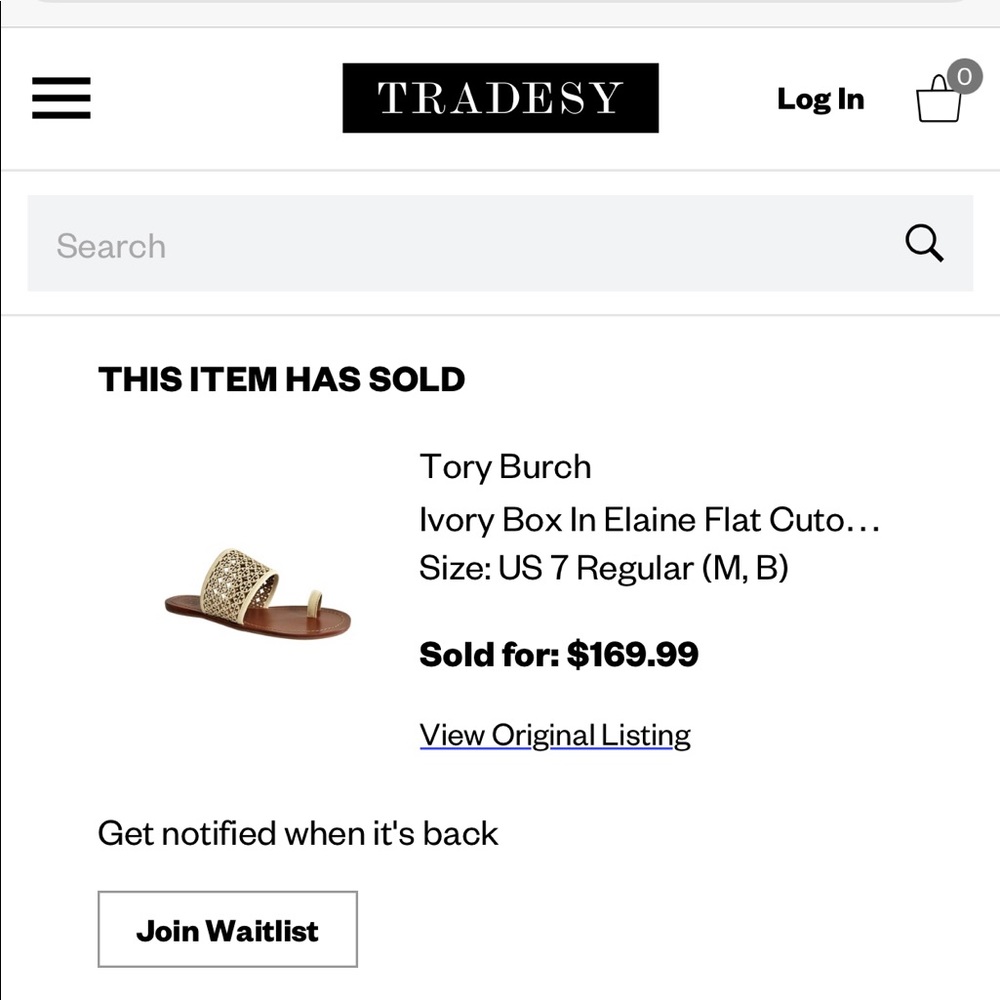 Tory Burch Ivory Elaine Flat Cutout Logo